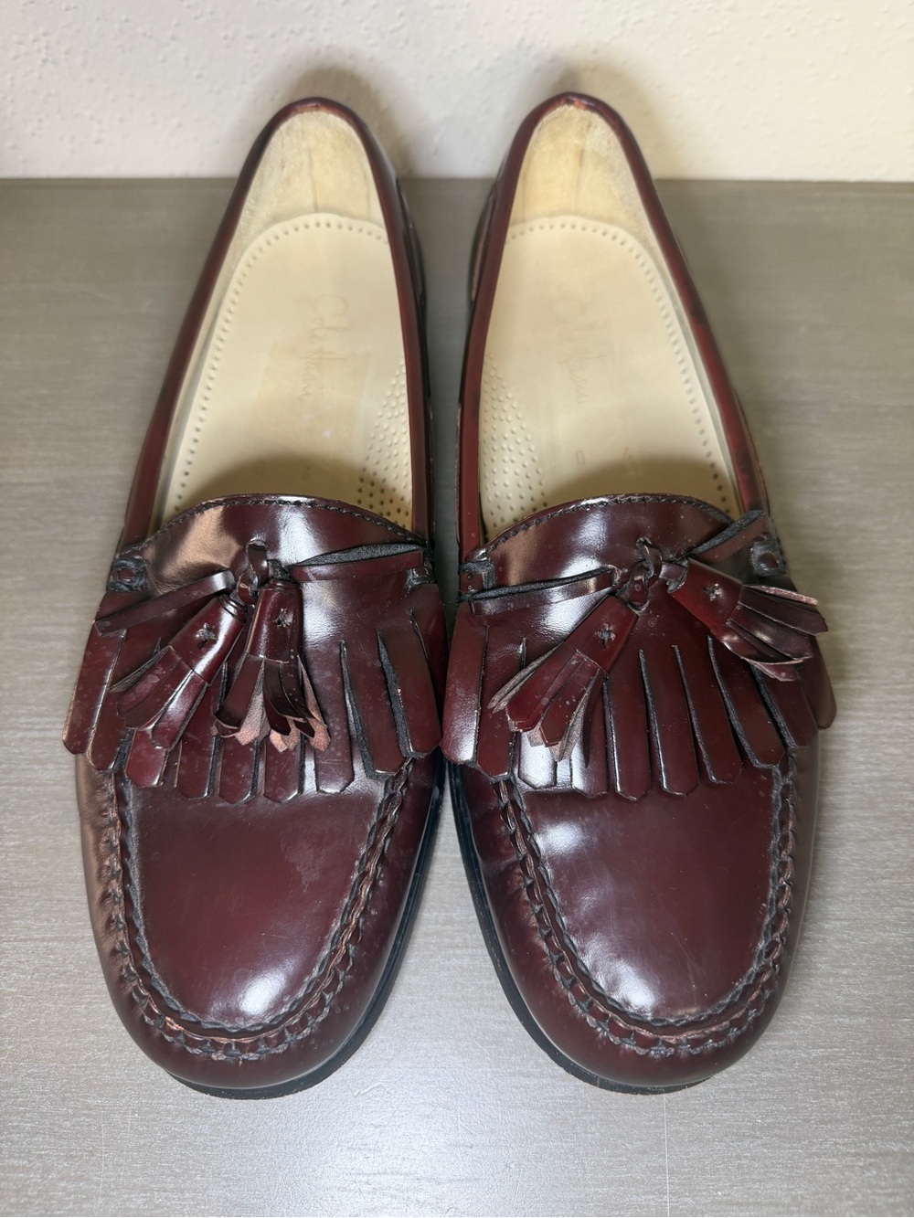 Cole Haan Loafers Men’s 9 D Leather Pinch Tassel Kiltie Burgundy CO2692